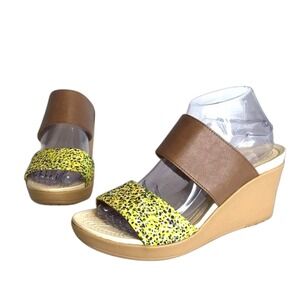 Crocs Women's Leigh II 2-Strap Graphic Open Toe Wedge Heel Sandals Size 10
